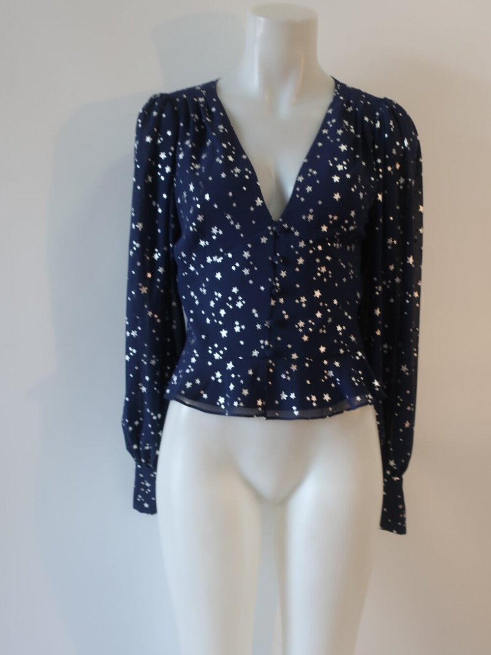 Womens Yumi Kim Jodi Hot Spot Navy, Silver Stars Blouse M